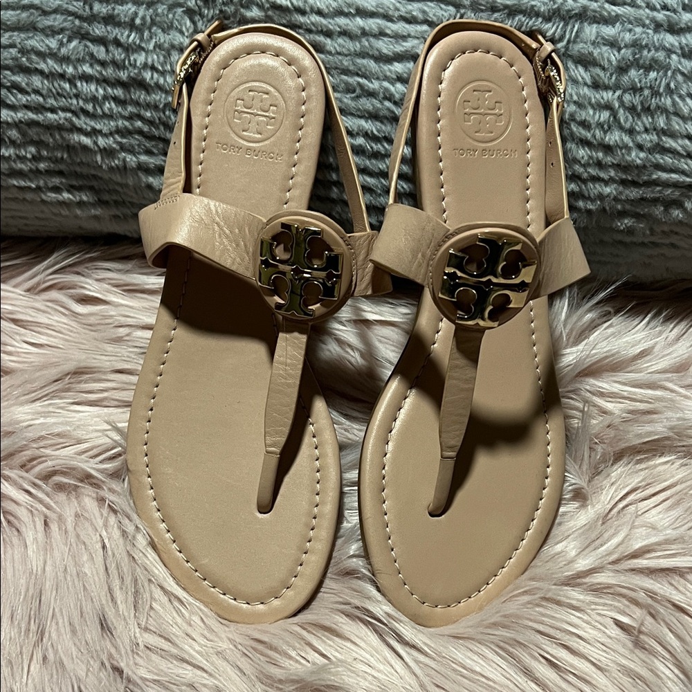 Tory Burch Beige Leather Sandals